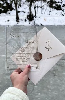 acrylic wedding invitations card with premium finish and modern layout
