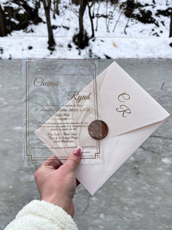 acrylic wedding invitations card with premium finish and modern layout