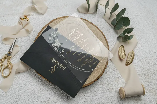 minimalist acrylic invitation card for wedding with premium quality