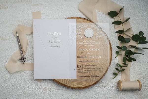 acrylic wedding invitations card and transparent quinceañera invitations with modern design