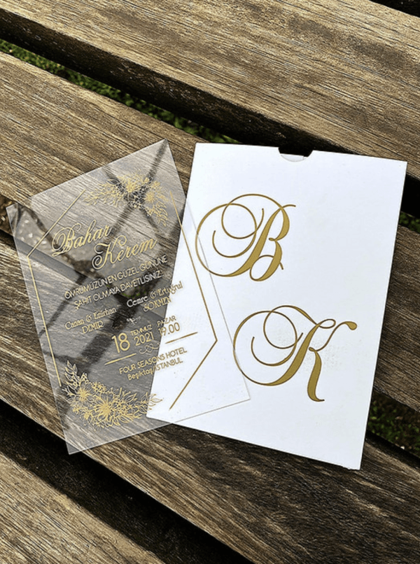 acrylic wedding invitations card and transparent quinceañera invitations with modern design