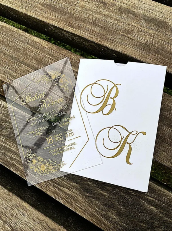 acrylic wedding invitations card and transparent quinceañera invitations with modern design