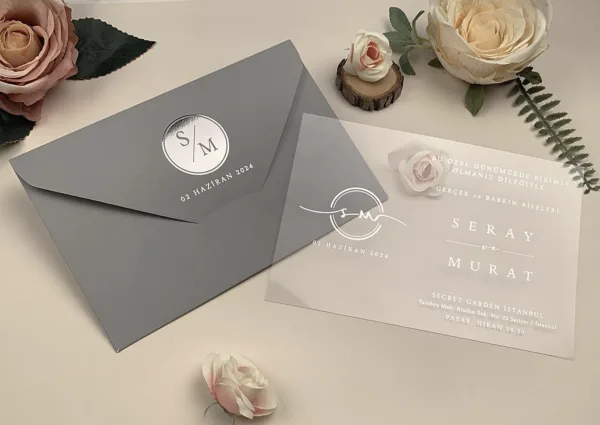 acrylic wedding invitations card and transparent quinceañera invitations with modern design