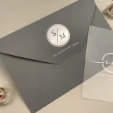 destination wedding transparent wedding invite featuring gold foil accents for weddings