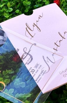 transparent wedding invitation with premium finish and modern layout