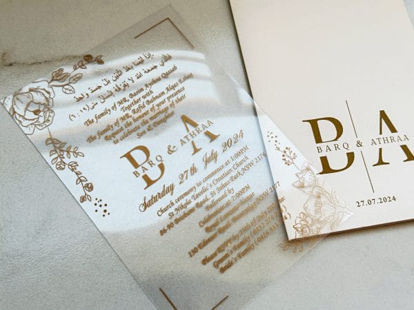 acrylic wedding invitations card and transparent quinceañera invitations with modern design