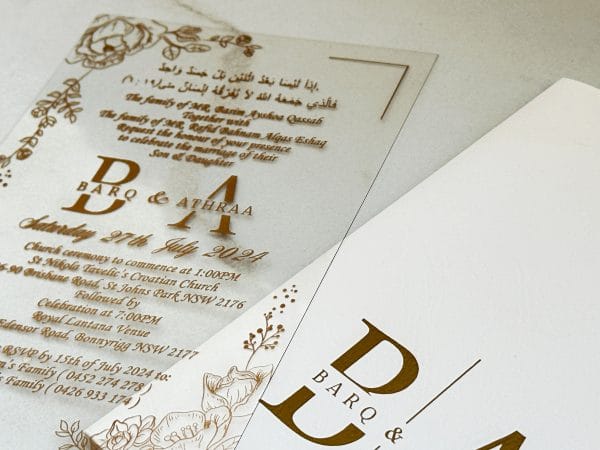 acrylic wedding invitations card and transparent quinceañera invitations with modern design