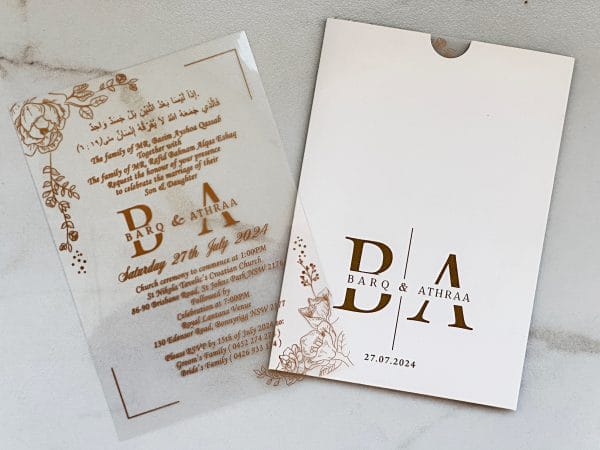 acrylic wedding invitations card and transparent quinceañera invitations with modern design
