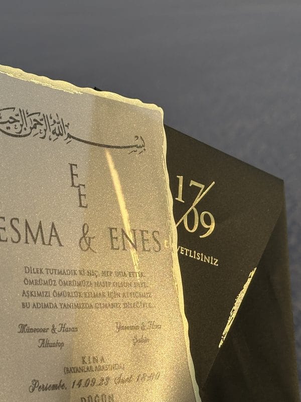 transparent wedding invitation with premium finish and modern layout