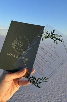 acrylic wedding invitations card with premium finish and modern layout