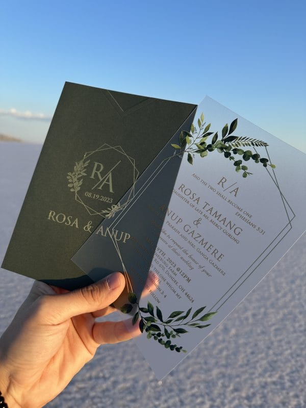 acrylic wedding invitations card with premium finish and modern layout