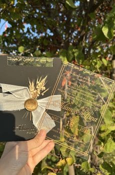 chic mirror invitation card for bridal shower with transparent design