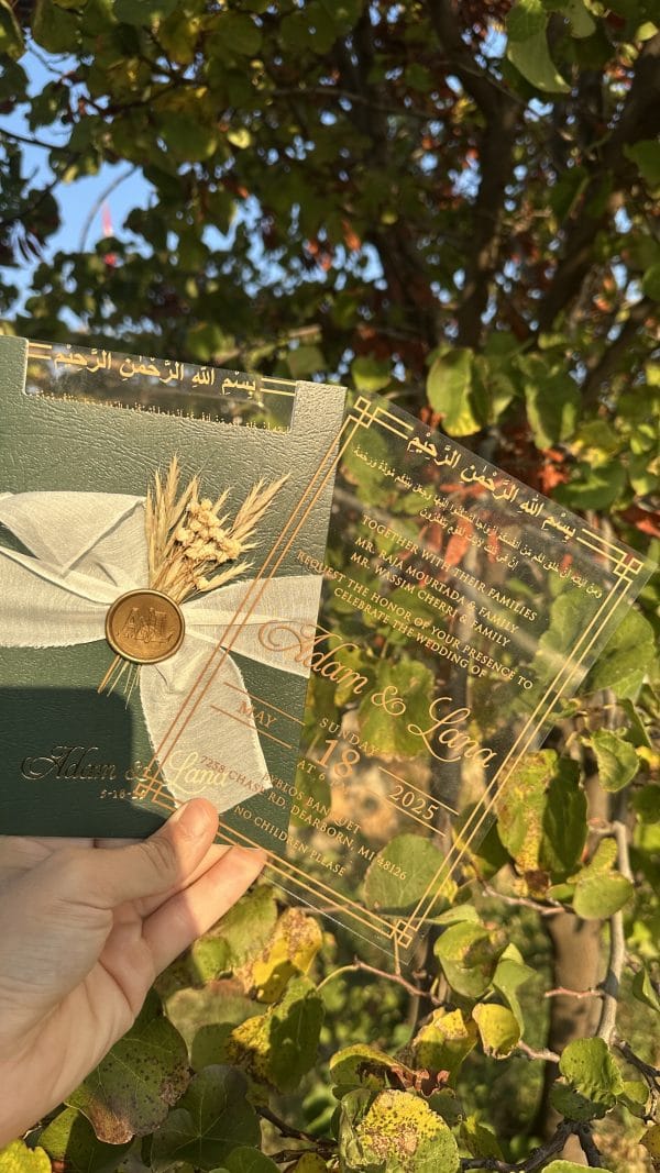 modern wax seal invitation card for engagement with transparent design