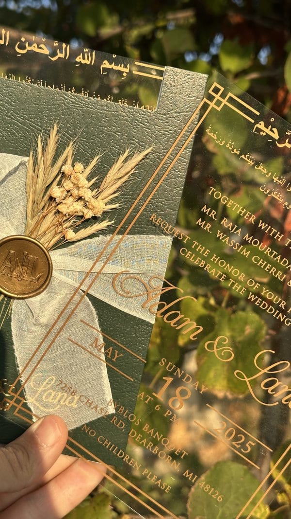 elegant gold edge invitation card for wedding with custom finish
