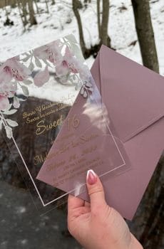 transparent wedding invitation with premium finish and modern layout