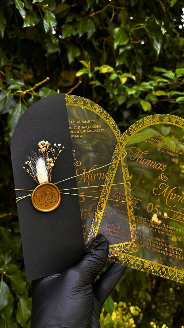 elegant wax seal invitation card for engagement with transparent design
