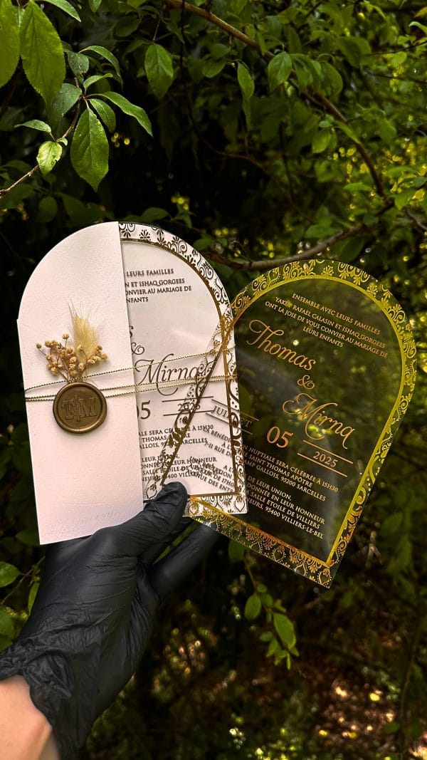 chic acrylic invitation card for wedding with custom finish