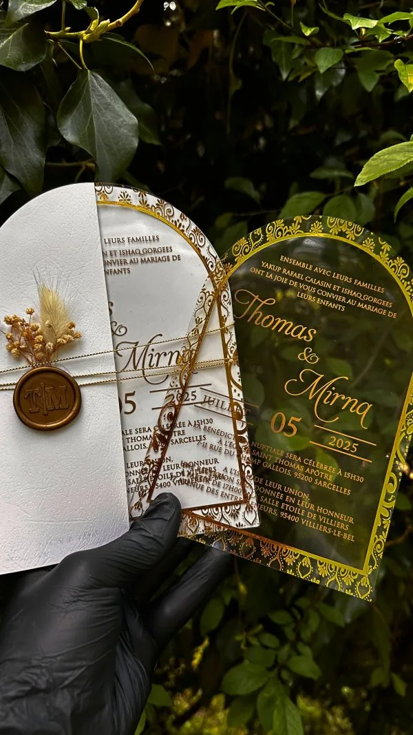 minimalist frosted invitation card for bridal shower with delicate details