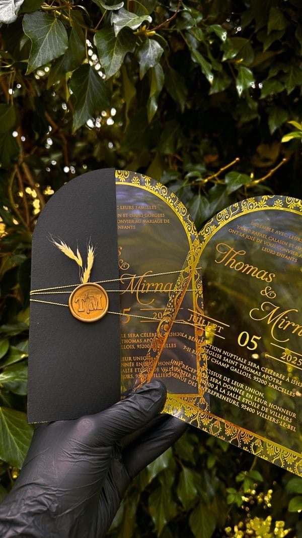 chic wax seal invitation card for quinceañera with refined look