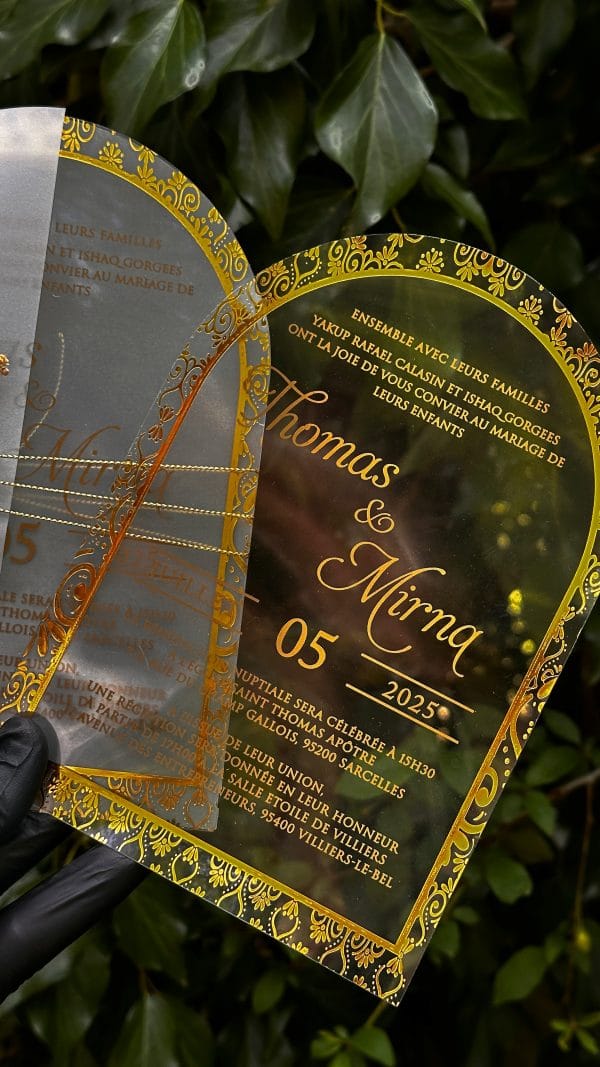 modern mirror invitation card for engagement with delicate details