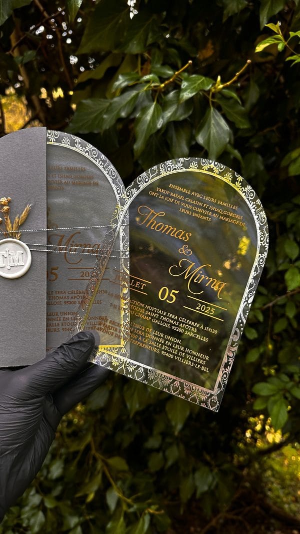 luxurious wax seal invitation card for quinceañera with transparent design
