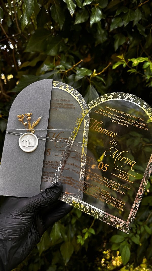 minimalist mirror invitation card for birthday with refined look