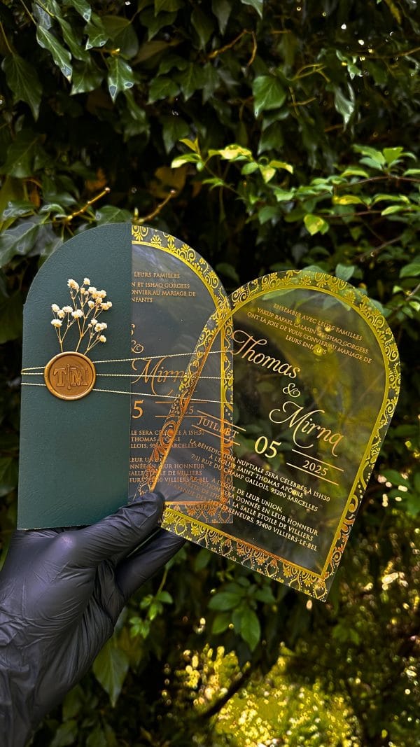 chic mirror invitation card for wedding with transparent design