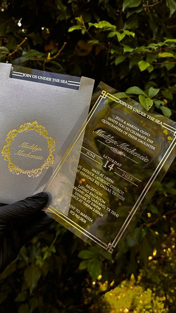 elegant acrylic invitation card for sweet 16 with premium quality