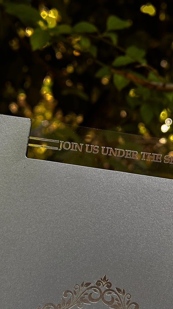 elegant frosted invitation card for engagement with transparent design