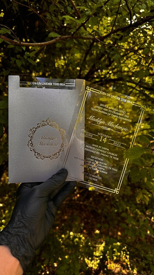 personalized square invitation card for quinceañera with refined look
