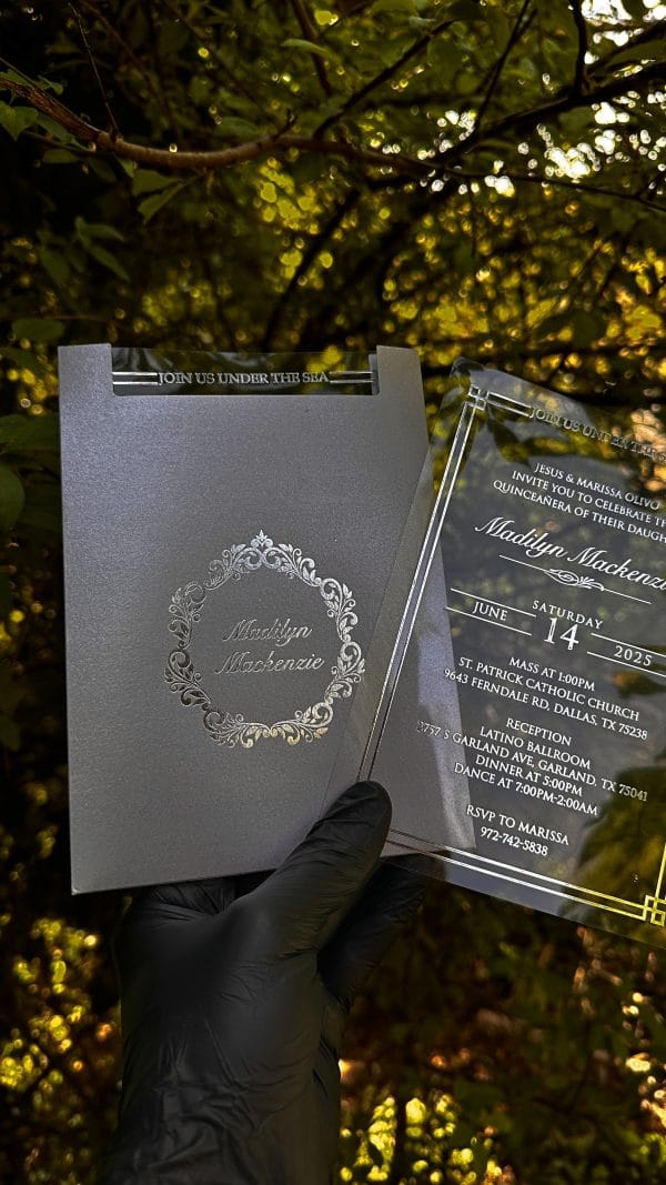 chic gold edge invitation card for sweet 16 with sleek layout