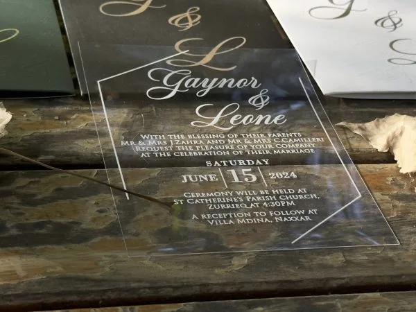acrylic sweet 16 invitation with premium finish and modern layout