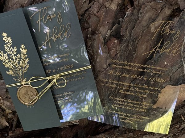 acrylic wedding invitations card with premium finish and modern layout