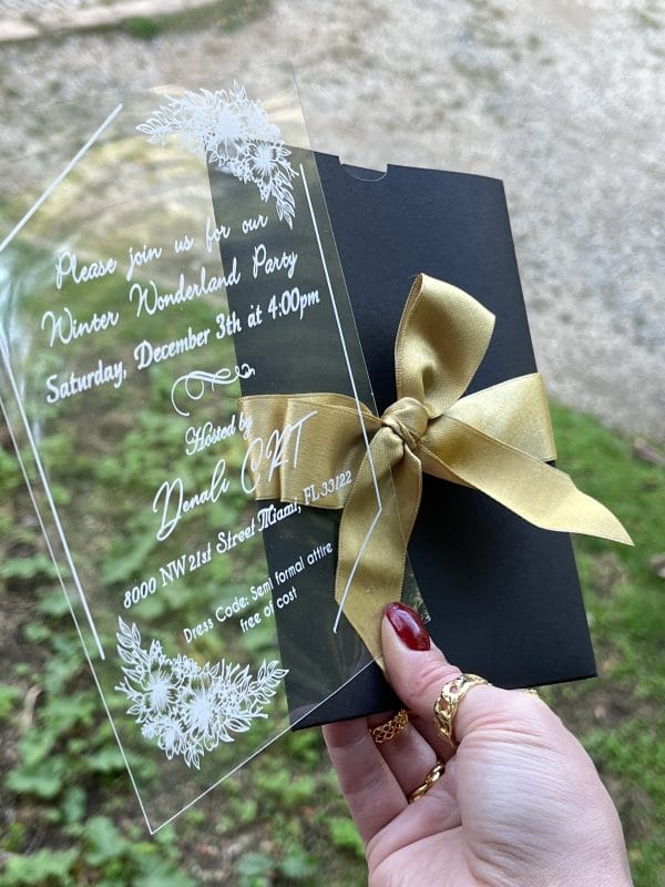 acrylic invitations with premium finish and modern layout