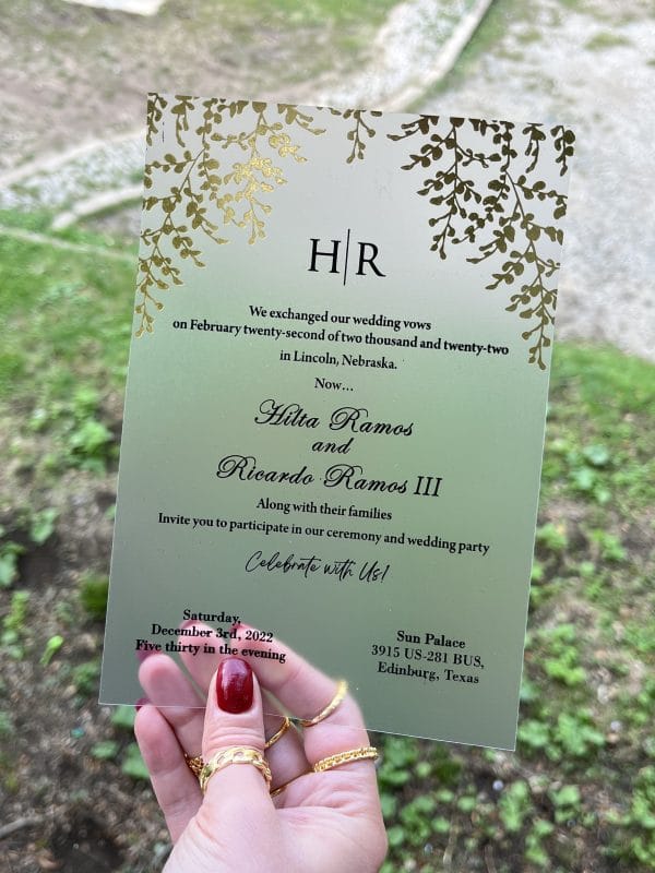 acrylic invitations with premium finish and modern layout