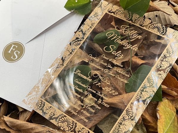 acrylic sweet 16 invitation with premium finish and modern layout