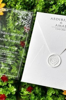 transparent wedding invitation with premium finish and modern layout