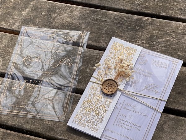 acrylic wedding invitations card with premium finish and modern layout