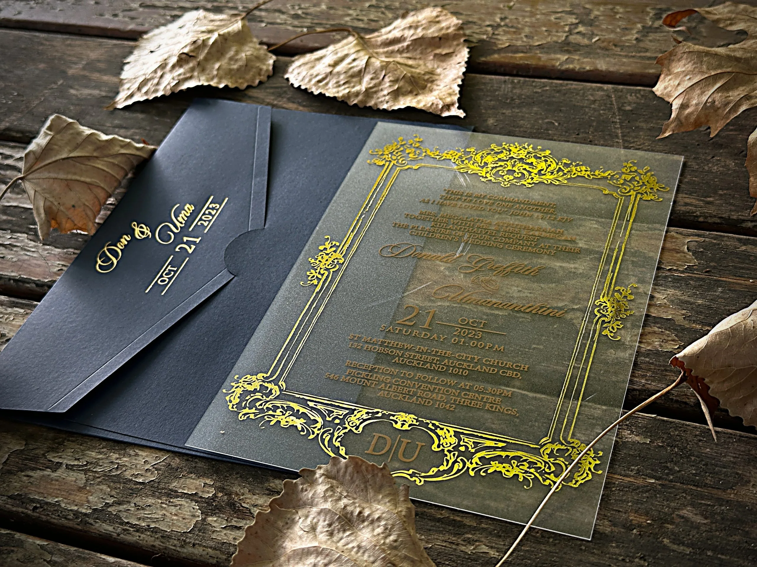 transparent wedding invitation with premium finish and modern layout
