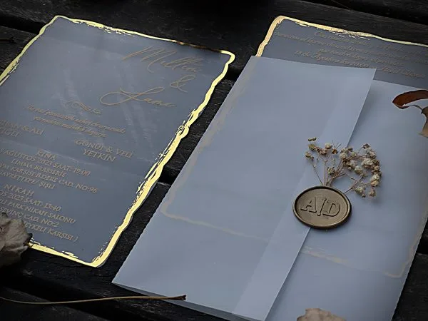 transparent wedding invitation with premium finish and modern layout
