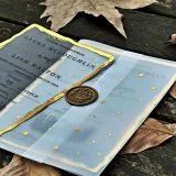 transparent wedding invitation with premium finish and modern layout