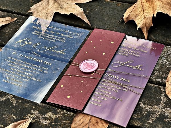 acrylic wedding invitations card with premium finish and modern layout