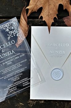 transparent wedding invitation with premium finish and modern layout