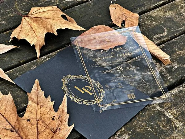 acrylic wedding invitations card with premium finish and modern layout