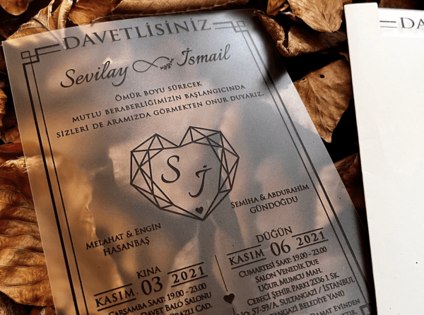 limited edition engraved acrylic wedding card featuring engraved text for quinceañeras