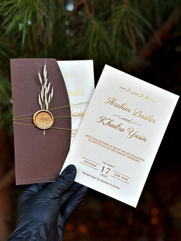 Personalized Nikkah Wedding Invitation with Brown Envelope and Wax Seal