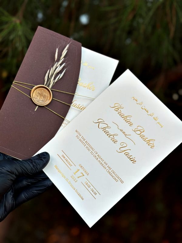 Personalized Nikkah Wedding Invitation with Brown Envelope and Wax Seal - Image 3