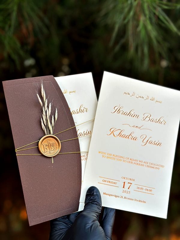 Personalized Nikkah Wedding Invitation with Brown Envelope and Wax Seal - Image 2