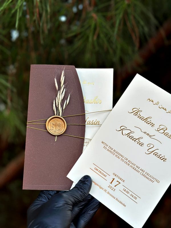 Personalized Nikkah Wedding Invitation with Brown Envelope and Wax Seal - Image 4