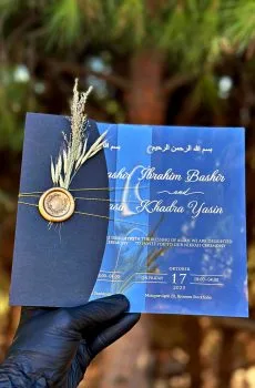 Acrylic Clear Wedding Invitation – Minimalist Clear Card with Gold Foil